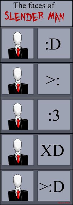 the faces of slender man are shown in three different ways, including letters and numbers