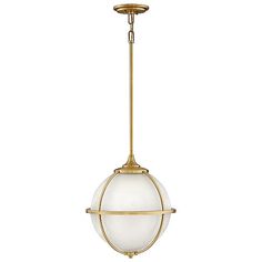 an antique brass finish hanging light fixture