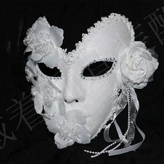 Máscara de princesa veneziana para homens e mulheres, flores de penas renda, brilho preto e branco, Luxury Fantasy Masks For Costume Party, Spring Masks Masquerade Ball, Full Face Party Mask, Mask With 2 Faces, S And M Mask, Masquerade Masks With Handle, Masquerade Ball Masks White, Venetian Half Face Mask, Luxury Fantasy Masks And Prosthetics For Carnival