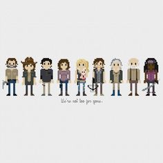 the walking dead cross stitch pattern is shown in different colors and sizes, with text that reads