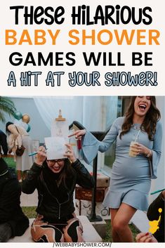 there is a poster with the words baby shower games will be hit at your show