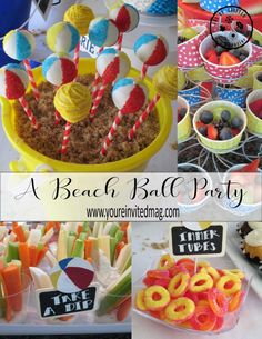 a beach ball party with desserts and snacks