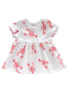 Organic Lobster Baby Dress Weston Table Organic Dress, Ink In Water, Print Bodysuit, Soft Shorts, Organic Baby, Dress Romper, Tank Dress, Ruffle Dress, 3 Months