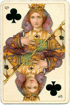 an ace playing card with two women in the middle