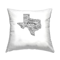 a white pillow with the word texas printed on it