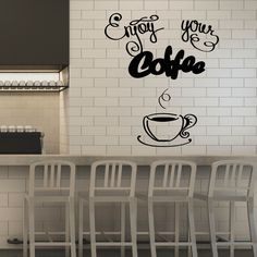 -Our wall decals are made of one of the best in industry vinyls - Oracal 651, which is perfect for INDOOR/OUTDOOR use and will last at least up to 5 years, this type of quality you won`t find in other shops.-Our handling time is only 24 hours or less, so you will get your decal in really short time.-We make our decals on demand, so your decal will be unique and special.-Wallstickers4you is our family business, we are proud to make great products and we care about our reputation-If you have any i Coffee House Cafe, Coffee And Friends, Modern Wall Decals, Large Chalkboard, House Cafe, Kitchen Words, Kitchen Stickers, Coffee Bars In Kitchen, Cafe House