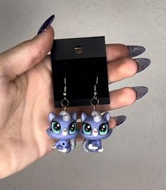 Littlest pet shop cat earrings. These earrings are heavy and though I do wear them myself, these might not be the best match for sensitive ears💗 Lps Cats, Best Match, Miniature Figurines, Cat Earrings, Littlest Pet Shop, Sensitive Ears, Be The Best, Lps, Pet Shop