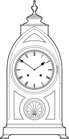 a clock with roman numerals on the face is shown in black and white