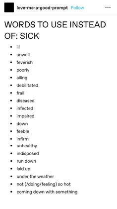 words to use instead of sick