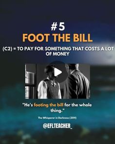 a poster with the words foot the bill and an image of two men talking to each other