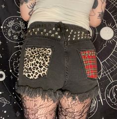 Punk studded black denim shorts  Marked as a size 30 inch size 9 *handmade and one of a kind* It takes me about 4-9 days to complete an item, hand studded, hand sewn and hand painted. There will be flaws as uneven studs or stitches Black Grunge Shorts For Alternative Fashion, Black Grunge Shorts For Grunge Fashion, Trendy Short Bottoms For Alternative Fashion, Trendy High Waist Shorts For Alternative Fashion, Trendy High-waist Shorts For Alternative Fashion, High Waist Punk Shorts For Alternative Fashion, Edgy Fall Shorts With Belt Loops, Trendy Shorts For Summer Alternative Fashion, Trendy Summer Shorts For Alternative Fashion