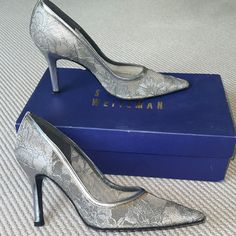 Stuart Weitzman Silver Lace Heels Lace Heels, Silver Lace, Stuart Weitzman Shoes, Shoes Color, Stuart Weitzman, Size 6, Women Shoes, Heels, Lace