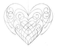 a drawing of a heart with swirls on it