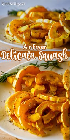 air fryer delicata squash on a white plate