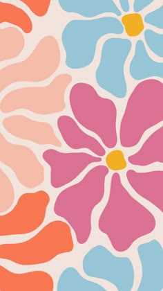 an image of a flower pattern in pink, blue and orange