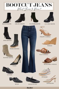 Dressy Bootcut Jeans Outfit, Bootcut Jeans Style For Women, Bootcut Jeans And Sandals Outfit, Boot Cut Jeans For Short Women, Style With Bootcut Jeans, Ankle Boots With Bootcut Jeans, How To Wear Bootleg Jeans, Flare Vs Bootcut Jeans, Best Shoes For Bootcut Jeans