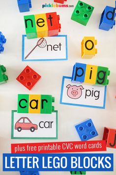 the letter lego blocks are being used to help children learn how to read and write letters