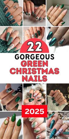 Green Christmas Nails, Holiday Nails Christmas, Chic Nail Art, Christmas Manicure, Easter Nail Art, Fall Manicure, Holiday Nail Designs, Square Nail Designs, Christmas Nails Easy