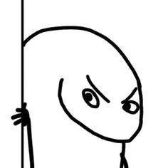 a cartoon character holding on to a pole