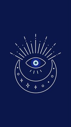 an all seeing eye on a dark blue background