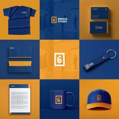 the branding design is designed to look like it has been made with blue and yellow colors