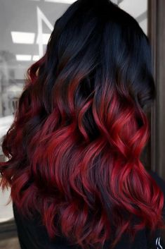 Black Ombre Hair, Black Hair Ombre, Red Ombre Hair, Black Hair Dye, Hair Color Streaks, Ombré Hair, Pretty Hair Color