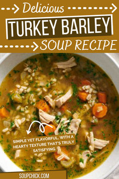 Turkey Barley Soup Recipe Turkey Barley Soup Recipes, Italian Barley Soup, Turkey Farro Soup, Turkey Barley Soup Slow Cooker, Turkey And Barley Soup, Turkey Bean Soup Recipes, Ham And Barley Soup Recipe, Turkey Barley Soup Recipe, Turkey Bone Soup