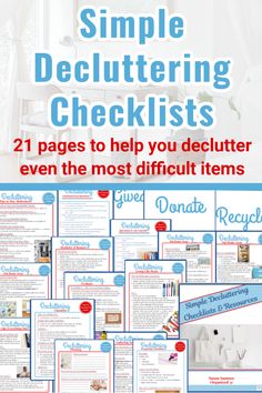 the simple decluttering checklist is shown with instructions to help you decide if it