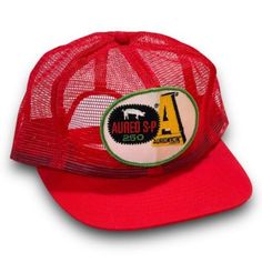 Aureo S-P 250 Pig Farmer Patch Snapback Hat 80s Trucker Cap by Swingster USA Circa: 1980's Description: Aureo S-P 250 Pig Farmer Medicine Patch All-Mesh Snapback Trucker Hat. Made in the USA by Swingster. Size: Snapback - One size fits most - Adult. Condition: Appears unworn(see pics). Snapback is in great shape(see pics). Colors are great(see pics). Brim is not broken, and flat(see pics). Sweatband appears unworn(see pics). ** To protect hats, all are packed in protective bag & shipped boxed. * Vintage Snapback Hat For Summer, Vintage Snapback Hat For Summer Outdoor, Vintage Summer Baseball Cap, Vintage Snapback Hat For Summer Outdoor Activities, Retro Summer Snapback Hat, Retro Trucker Hat For Streetwear, Vintage Trucker Hat For Streetwear, Vintage Trucker Hat One Size, Vintage Red Snapback Hat For Outdoor