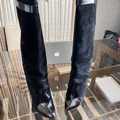 "Stylish Sophistication Meets Fierce Edge! For Sale: Black Givenchy Shark Lock Boots In Leather & Suede, Size 39. Elevate Your Wardrobe With These Iconic Statement Pieces. Givenchy Shark Lock Boots, Shark Lock Boots, Givenchy Shark, Givenchy Shoes, Shoes Heels Boots, Shoes Women Heels, Givenchy, Statement Pieces, Shoes Heels