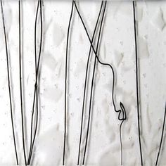 an abstract painting with black lines on white paper