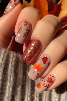 21 Stunning Fall Nail Ideas for Autumn 2024 Autumn Nails Design, Nails For Autumn, Nail Art Trending, Rockabilly Nails, Trending Nail Colors, Nail Design Fall, Nail Art Holiday, Nail Stamping Ideas, November Nail Designs