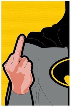 a batman poster with the finger pointing at it