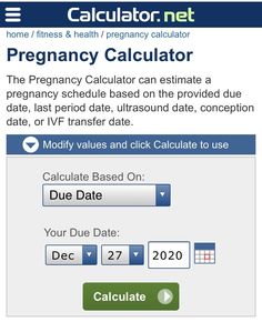 the pregnant calculator is displayed in this screenshot