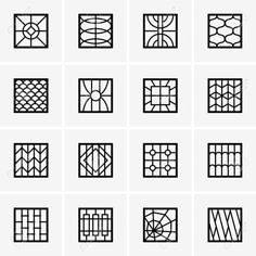 the different types of window panes are shown in black and white