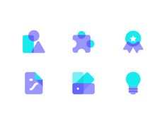 the icon set includes different items such as a puzzle piece, a light bulb and a star