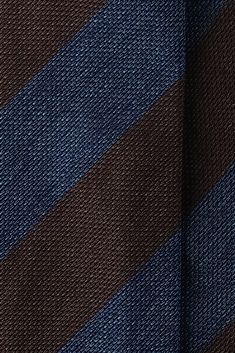 Silk Grenadine Jacquard Blockstripe / Brown Blue - Brunati Como Unstructured Jacket, Luxury Ties, Royal Blue And Gold, Stripe Silk, Modern Gentleman, Lake Como, Casual Jacket, Brown Gold, Blue Gold