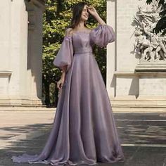 ad eBay - Evening Dresses Princess Stain A-Line Strapless Sweep Train Prom Party Dresses - Buy Now, click the link (eBay) Purple Formal Dress, Princess Evening Dress, Puff Sleeve Gown, Dresses Princess, Simple Prom Dress, Modest Bridesmaid Dresses, Long Evening Dress, Prom Dresses Modest, Fantasy Gowns