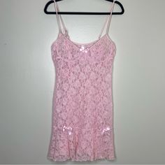 Super Cute & Coquette Baby Pink Slip Dress Fully Sheer & Lace The Cups Have Wire & The Straps Adjust Lots Of Bows Brand New Size Large #Coquette #Ballet #Slipdress #Y2k #Madisonbeer Dresses Coquette, 2000s Stuff, Coquette Ballet, Pink Slip Dress, Visual Archive, Pink Lace Dress, Cute Coquette, Lace Pink Dress, Fredericks Of Hollywood