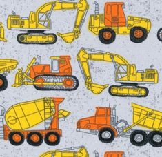 an image of construction vehicles on a blue background