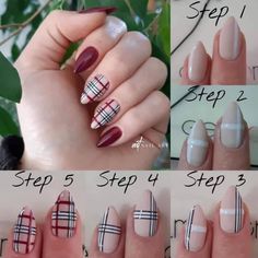 Nail Designs Burberry, Burberry Nails, Plaid Nail Designs, Plaid Nail Art, Nail Art Printer, Nail Designs Tutorial, Burberry Plaid, Plaid Nails