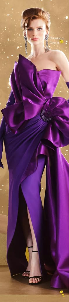 #FouadSarkis #Spring2024 #Couture #Runway #SparklyGold #HauteCouture #Fashion Fouad Sarkis, Couture Evening Dress, Purple Shades, Royal Style, Colour Purple, Couture Runway, Fashion 2024, Lilac Color, Couture Gowns