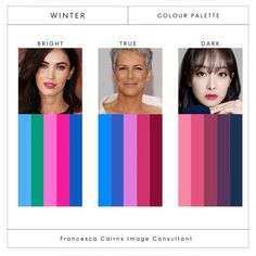 Bright Clear Winter Color Palette, Winter Colour Analysis, Deep Winter Palette Outfits, Colour Season