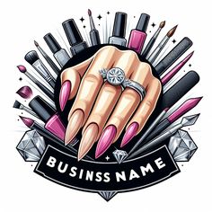 Nails Artist Aesthetic, Nails Flyer Design, Logo Design Nails, Nails Logo Design, Nail Logo Design Ideas, Nails Logo, Nail Logos Ideas, Gold Glitter Background