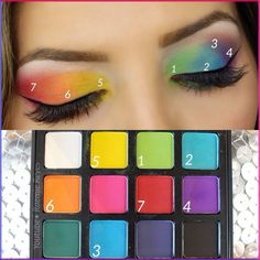 Dazzle in every hue! 🌈✨ Unleash your inner artist with this mesmerizing rainbow eye makeup. #colorful #color #eyes #eyemakeuptutorial #eyeshadowpalettes #tutorial #makeup #eyeliner #eyelashes #shadow #eyeshadow #makeupoftheday #makeuplover Simple Eyeshadow Tutorial, Drag Make-up, Simple Eyeshadow, Rainbow Eyes, Makeup Tutorial Step By Step, Pride Makeup