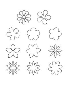 four different flower shapes are shown in black and white, with the same one being drawn on