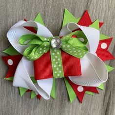 Girls Christmas Hair Bow Green & Red W/ Red Ribbon Appliqu Gift Nwt New New Girls Christmas Hair Bow Green, Red With Red Ribbon Appliqu Gift Accent New Boutique Bow May Never Have Had Tags Attached Brand New Never Worn, Smoke Free Home Girl’s Christmas Chevron Hair Bow Girls Christmas Hair, Handmade Baby Headbands, Bow Hanger, White Hair Bows, Pink Hair Bows, Christmas Chevron, Christmas Hair Bows, Stretchy Headbands, Boutique Hair Bows