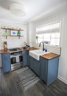 the kitchen is clean and ready for us to use in its new owner's home