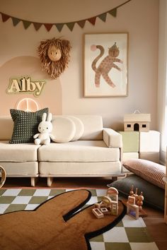 a living room filled with furniture and decor