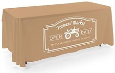 This Tan Open Back Tablecloth Is Made With Long-Lasting Material Honey Candle, Quote Artwork, Free Catalogs, Fabric Display, Market Displays, Retail Merchandising, Shop Table